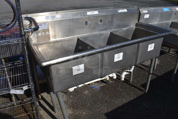 Stainless Steel Commercial 3 Bay Sink. 60x24x45. Bays 18x18x11 - Image 1 of 4