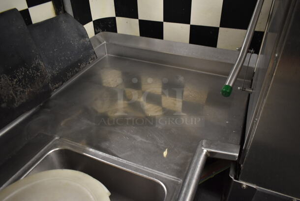 Stainless Steel Commercial Left Side Dirty Side Dishwasher Table w/ Sink Basin, Spray Nozzle, Handles, Back Splash. BUYER MUST REMOVE. (dish room) - Image 7 of 8
