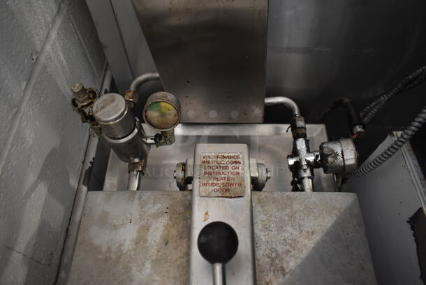 Henny Penny 500 Stainless Steel Commercial Floor Style Electric Powered Deep Fat Pressure Fryer on Commercial Casters. 220 Volts, 3 Phase.  - Image 3 of 9