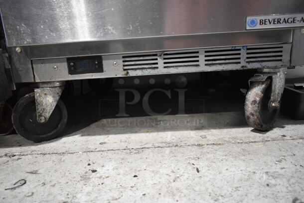 Beverage Air SPED72HC-12M-B Stainless Steel Commercial Sandwich Salad Prep Table Bain Marie Mega Top w/ 2 Drawers on Commercial Casters. 115 Volts, 1 Phase. Tested and Powers On But Does Not Get Cold - Image 2 of 6