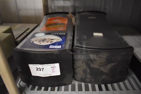 2 Clear and Black Poly Napkin Dispensers. 8x7x20. 2 Times Your Bid!