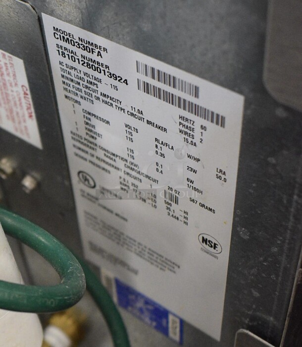 Ice O Matic Model CIM0330FA Stainless Steel Commercial Ice Machine Head on Commercial Ice Bin. 115 Volts, 1 Phase. 31x32x49 - Image 7 of 7