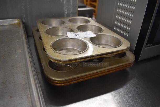 ALL ONE MONEY! Lot of 5 Metal Muffin Baking Pans. Two 6 Cup and Three 12 Cup. 11x16x1.5, 13x18x1.5 - Image 3 of 8
