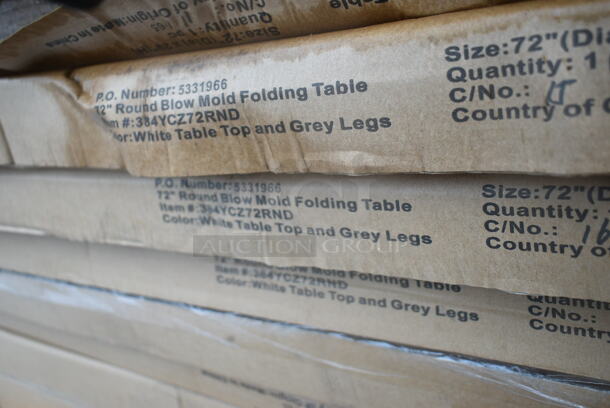 5 BRAND NEW SCRATCH AND DENT! 384YCZ72RND Lancaster Table & Seating 72" Round Heavy-Duty Granite White Plastic Folding Table. 5 Times Your Bid! May Be Missing Pieces.  - Image 6 of 6