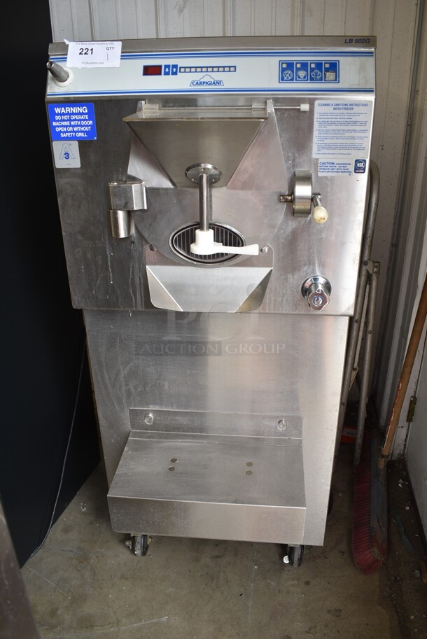 Carpigiani LB-502G Stainless Steel Commercial Water Cooled Floor Style Batch Freezer on Commercial Casters. 208/230 Volts, 3 Phase. - Image 1 of 9