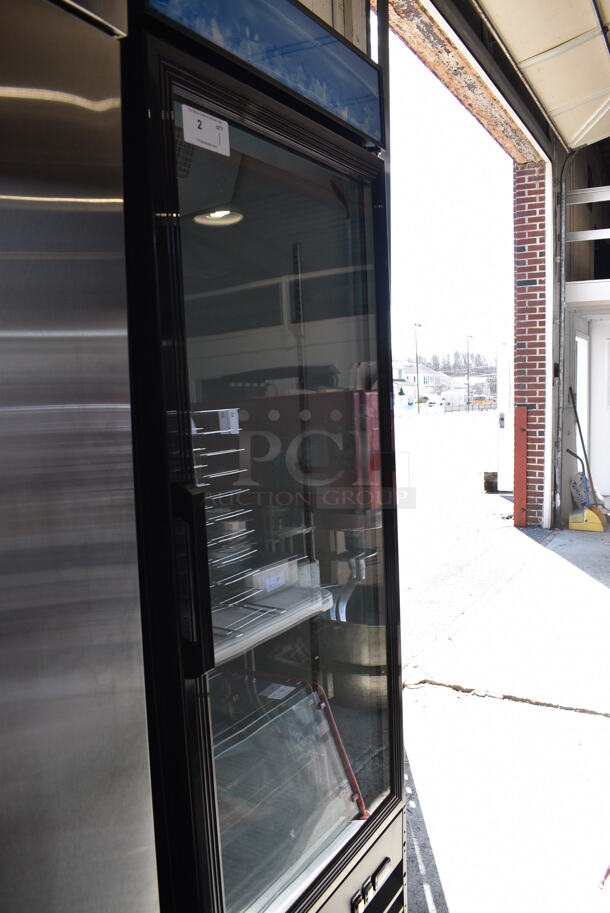 BRAND NEW SCRATCH AND DENT! Avantco Model 178GDC23HCB Metal Commercial Single Door Reach In Cooler Merchandiser w/ Poly Coated Racks on Commercial Casters. 115 Volts, 1 Phase. 28x33x84. Tested and Working! - Image 3 of 5