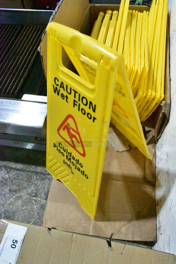 12 Yellow Poly Wet Floor Caution Signs. 12 Times Your Bid! - Image 2 of 3