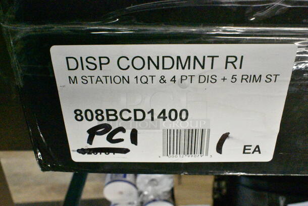 BRAND NEW SCRATCH AND DENT! Tablecraft BCD1400 5-Compartment Condiment Bar with 5 Glass Rimming Trays - Image 3 of 3