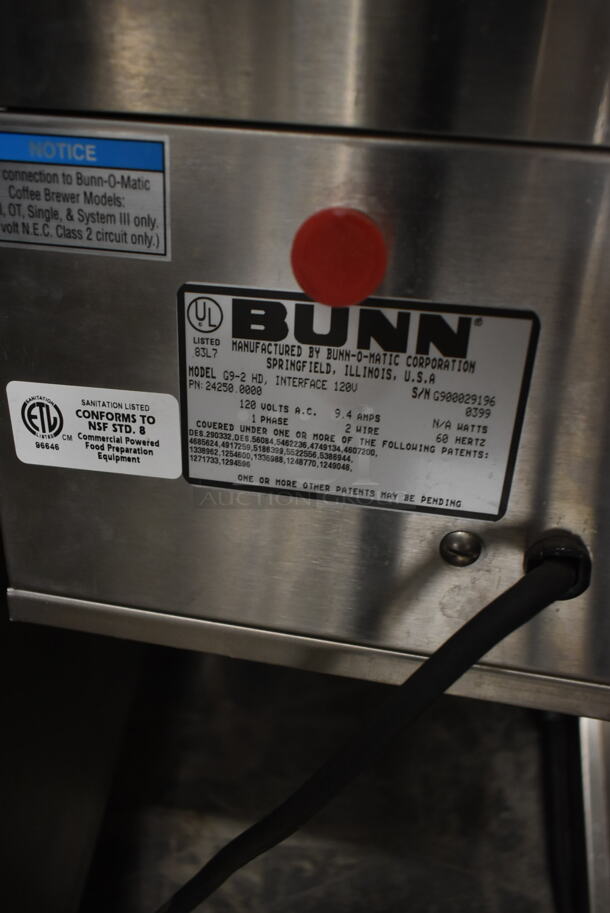 Bunn G9-2 HD Stainless Steel Commercial Countertop Coffee Bean Grinder. 120 Volts, 1 Phase. Tested and Working! - Image 6 of 6