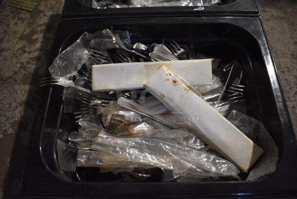 ALL ONE MONEY! Lot of 4 Bins of Various Silverware Including Spoons and Forks - Image 4 of 7