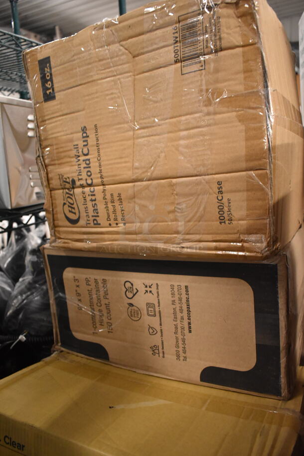 PALLET LOT of 26 BRAND NEW Boxes Including 966TALLFLDN Choice Kraft Natural Tall-Fold 6" x 13" Dispenser Napkin - 8000/Case, 966UDEB oneUp Napkins, 3 Boxes 127CH24 Choice 24 oz. Clear RPET Hinged Deli Container - 200/Case, 795PTOKFT2 Choice 7 3/4" x 5 1/2" x 2" Kraft Microwavable Folded Paper #2 Take-Out Container - 200/Case, 4 Box Lavex Jumbo Toilet Paper, Acopa Pepper Mill, 500TW16 Choice 16 oz. Translucent Tall Thin Wall Plastic Cold Cup - 1000/Case, 2 Box 1504381M Carnival King 6" x 3/4" x 6 1/2" Large Foil Hamburger / Sandwich Bag - 1000/Case. 26 Times Your Bid! - Image 9 of 11