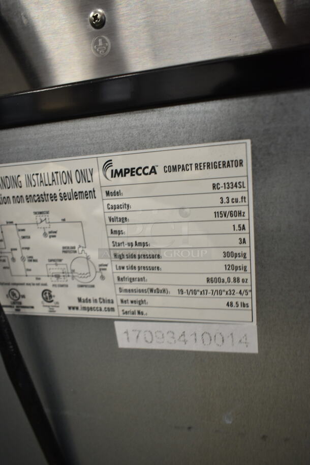 Impecca RC-1334SL Mini Cooler. 115 Volts, 1 Phase. Tested and Working! - Image 6 of 6