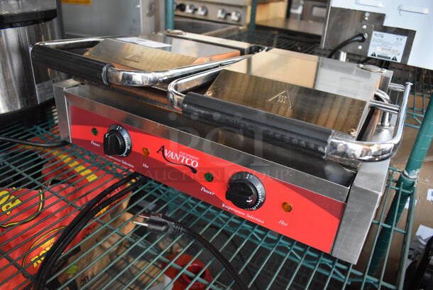 Avantco 177P85S Stainless Steel Commercial Countertop Electric Powered Dual Panini Press. 120 Volts, 1 Phase. 23x15x9. Tested and Working! - Image 3 of 7