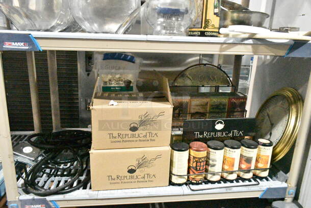 ALL ONE MONEY! Metro Shelf Lot of Various Items Including Clear Poly Merchandisers, Air Pot, Candy Jars and Pitchers. Does Not Include Shelving Unit.  - Image 5 of 12