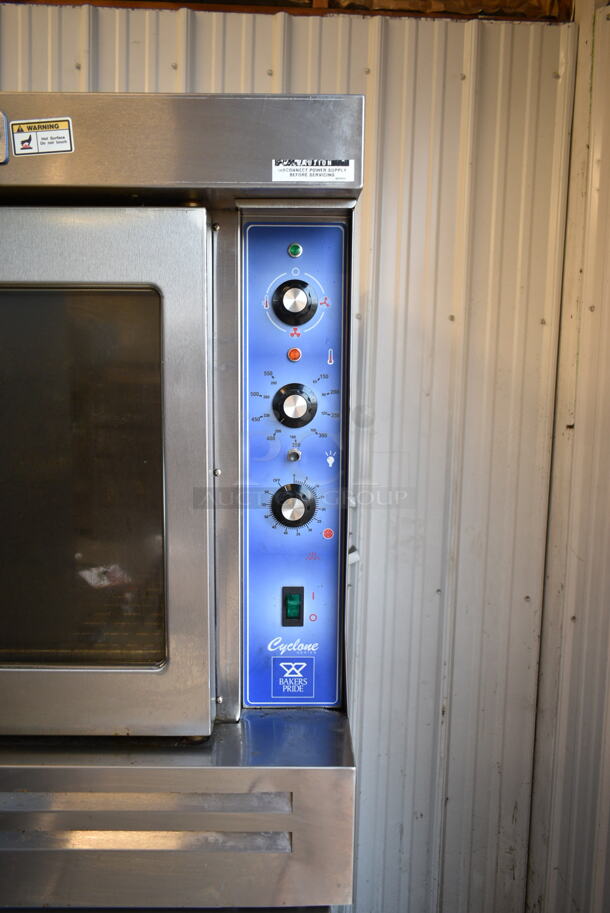 2 2019 Bakers Pride GDCO11G Cyclone Stainless Steel Commercial Natural Gas Powered Full Size Convection Oven w/ View Through Doors, Metal Oven Racks and Thermostatic Controls on Commercial Casters. 2 Times Your Bid!  - Image 5 of 9