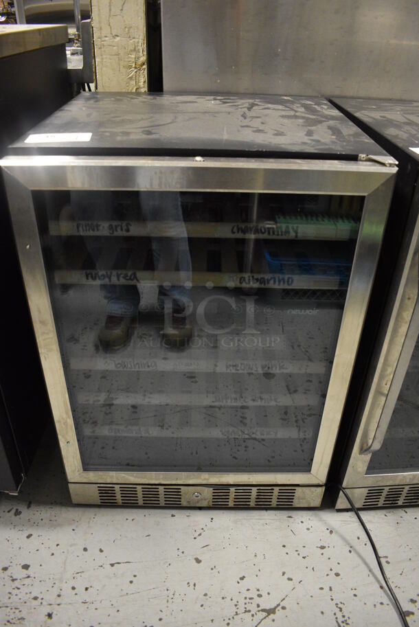 Newair AWR-460DB Metal Commercial Wine Chiller Merchandiser. 115 Volts, 1 Phase. 23.5x24x33. Item Was in Working Condition on Last Day of Business. (kitchen)