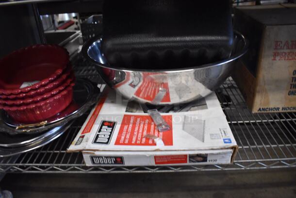 ALL ONE MONEY! Tier Lot of Various Items Including Poly Bowls, Metal Trays, Weber Grill Grate, Metal Bowl and Punch Bowl Set - Image 3 of 5