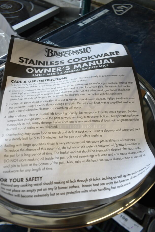 BRAND NEW SCRATCH AND DENT! Bayou Classic Stainless Steel Steaming Stock Pot.  - Image 4 of 5