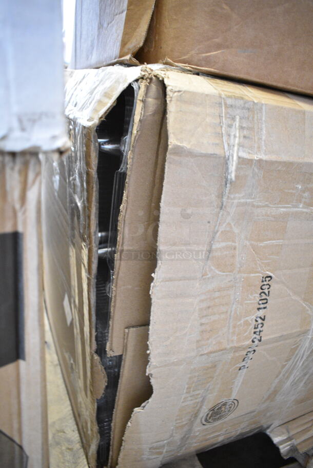 PALLET LOT of 15 BRAND NEW Boxes Including Dart 205HT1 White Foam Take Out Container with Perforated Hinged Lid 9" x 6" x 3" - 200/Case, CT-SC-U3L-LP World Centric 48 oz. PLA Lined Compostable Fiber Box - 400/Case, 394325XL Noble NexGen Powder-Free Disposable Blue Hybrid 3 Mil Thick Gloves - Extra Large - 1000/Case, 5014046XXH Lavex Pro 45 Gallon 3 Mil 40" x 46" Low Density Heavy-Duty Industrial Contractor Black Trash Bag / Can Liner - 50/Case, 394365L Noble Products Powder-Free Disposable Clear Vinyl Gloves for Foodservice - Large - 1000/Case, 245CB12PLN Choice 12" x 12" x 2" Kraft Customizable Corrugated Plain Pizza Box - 50/Case, 2 Box 129MCR50B Choice 43 oz. Black Round Microwavable Heavy Weight Container with Lid 9" - 150/Case. 15 Times Your Bid!  - Image 11 of 11