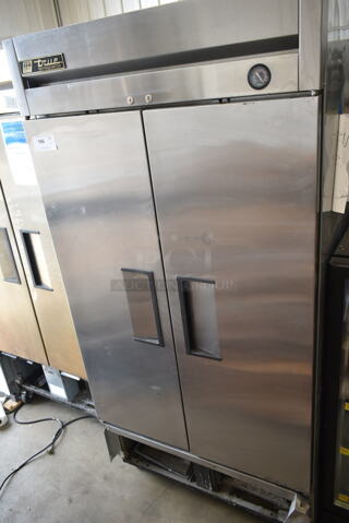 2015 True T-35 Stainless Steel Commercial 2 Door Reach In Cooler w/ Poly Coated Racks. 115 Volts, 1 Phase. Tested and Working!