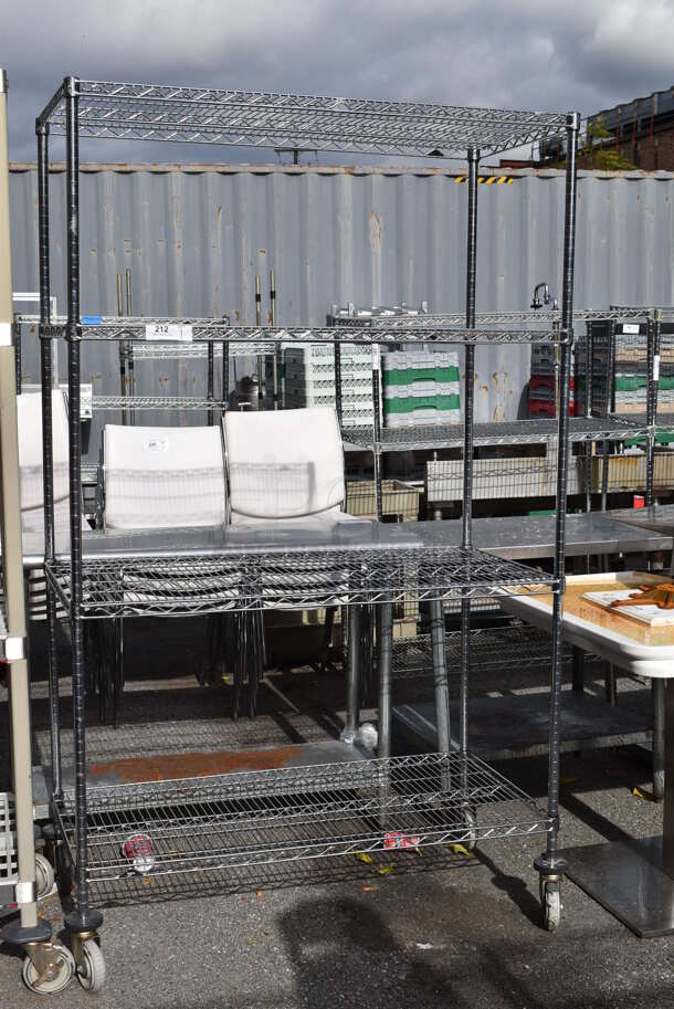 Chrome Finish 4 Tier Wire Shelving Unit on Commercial Casters. BUYER MUST DISMANTLE. PCI CANNOT DISMANTLE FOR SHIPPING. PLEASE CONSIDER FREIGHT CHARGES. 48x24x80 - Image 2 of 5