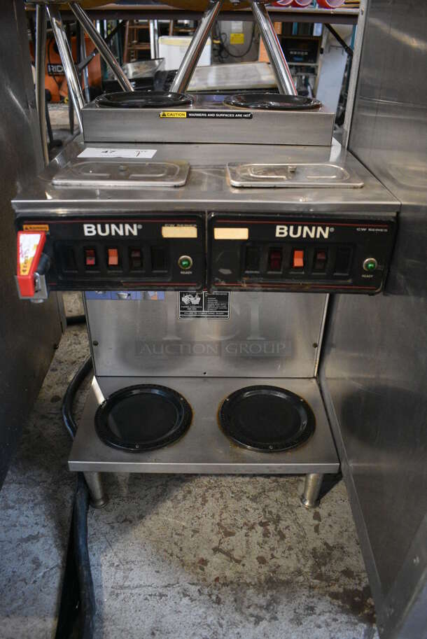 Bunn Stainless Steel Commercial Countertop 4 Burner Coffee Machine w/ Hot Water Dispenser. 16x23x24