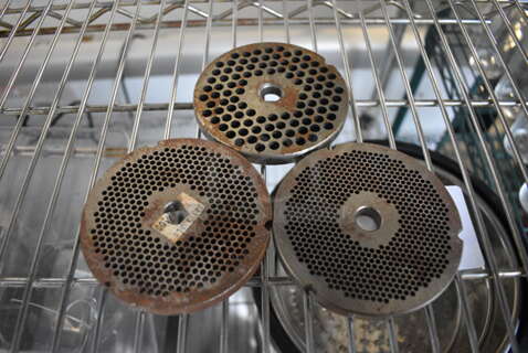 3 Metal Meat Grinder Plates. 4x4x0.5. 3 Times Your Bid!