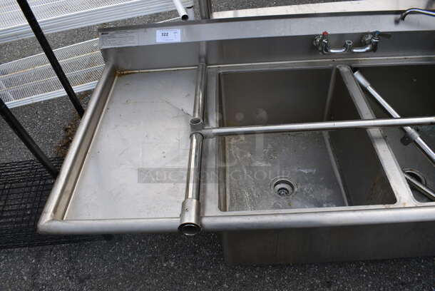 Eagle Stainless Steel Commercial 3 Bay Sink w/ Dual Drain Boards, Faucet and 2 Handle Sets. 104x34x28. Bays 20x28x13. Drain Boards 18x31x1 - Image 5 of 5