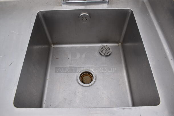 Stainless Steel Commercial Counter w/ Sink Basin, Handles, Faucet, Back Splash and Doors. 108x32x41. Bay 20x20x12 - Image 4 of 7