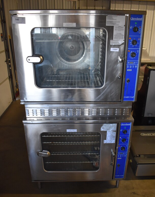 2 Cleveland AE 22 TX Stainless Steel Commercial Electric Powered Combi Craft Convection Oven w/ View Through Door and Thermostatic Controls. 480 Volts, 3 Phase. 42x42x75.5. 2 Times Your Bid!
