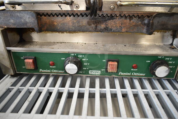 Waring Panini Ottimo Stainless Steel Commercial Countertop Double Panini Press. Cannot Test Due To Plug Style - Image 3 of 7
