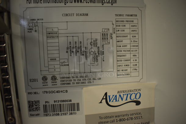 BRAND NEW SCRATCH AND DENT! Avantco 178GDC40HCB Metal Commercial 2 Door Reach In Cooler Merchandiser w/ Poly Coated Racks on Commercial Casters. 115 Volts, 1 Phase. 48x29x85. Tested and Working! - Image 3 of 5