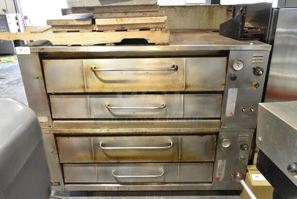 2 Bari N648N Stainless Steel Commercial Gas Powered Single Deck Pizza Oven w/ Metal Legs. 128,000 BTU. 2 Times Your Bid!  - Image 1 of 12
