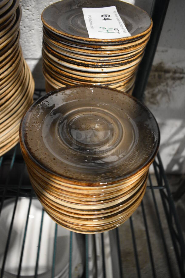 18 Brown Ceramic Saucers. 5.75x5.75x1. 18 Times Your Bid!