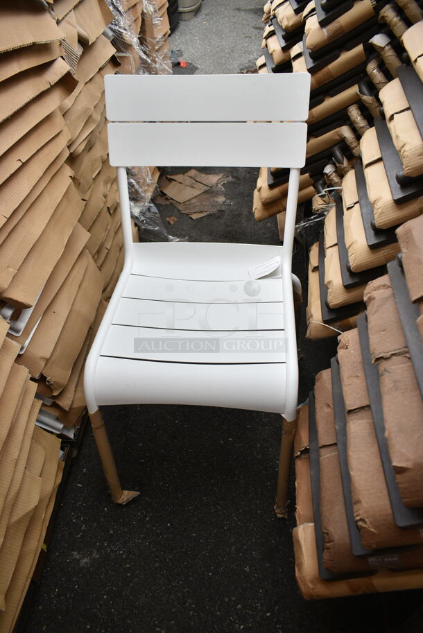 24 BRAND NEW! BFM Seating PH812CWH White Beachcomber Outdoor Dining Height Chair. 24 Times Your Bid! - Image 3 of 5