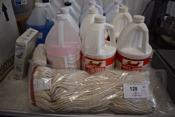 ALL ONE MONEY! Lot of Various Items Including 8 Grill Oven Cleaner Jugs, 4 Wipe Away Pot and Pan Washer Jugs, 4 Ecolab Lime-a-Way Jugs and Mop Head - Image 2 of 8
