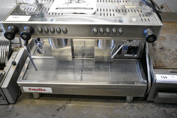 Estella ECEN2 Stainless Steel Commercial Countertop 2 Group Espresso Machine w/ Steam Wands. 220-240 Volts, 1 Phase.  - Image 1 of 7