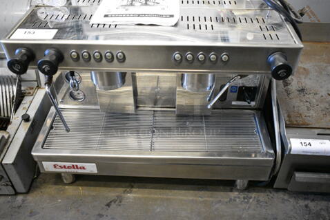 Estella ECEN2 Stainless Steel Commercial Countertop 2 Group Espresso Machine w/ Steam Wands. 220-240 Volts, 1 Phase. 