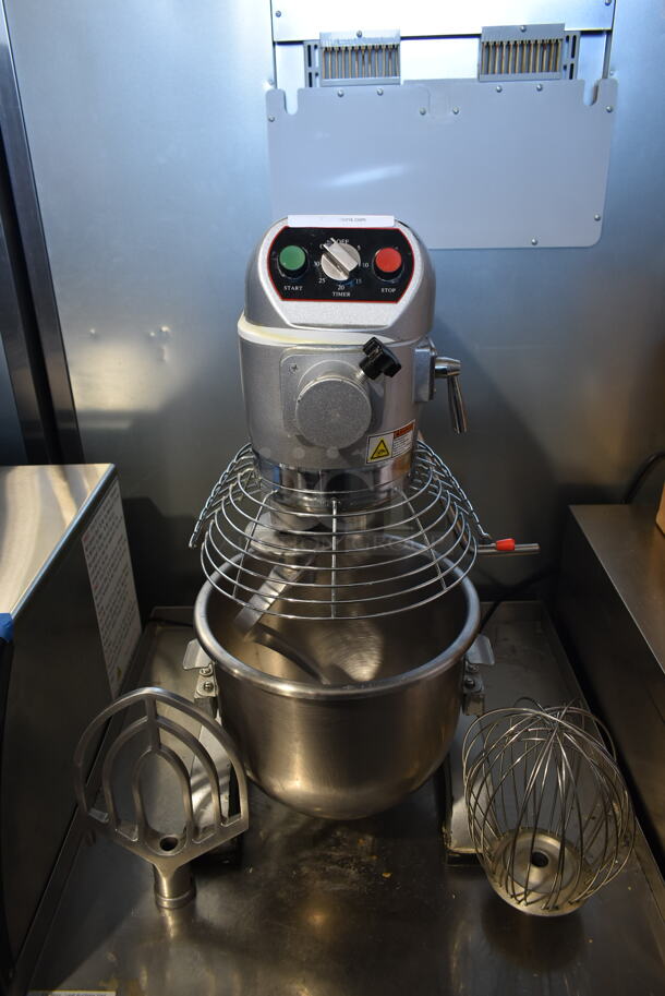 2019 PrepPal PPM-20 Metal Commercial Countertop 20 Quart Planetary Dough Mixer w/ Stainless Steel Mixing Bowl, Bowl Guard, Dough Hook, Paddle and Whisk Attachments. 110 Volts, 1 Phase. Tested and Working! - Image 2 of 7
