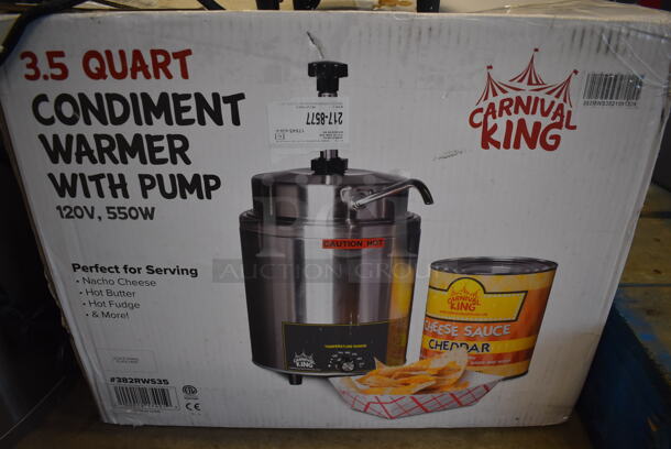 LIKE NEW! Carnival King 382RWS35 Stainless Steel Commercial Countertop 3.5 Qt. Warmer with Pump. Used a Few Times at Trade Show as a Demonstration. 120 Volts, 1 Phase. 8x15x17. Tested and Working! - Image 7 of 7