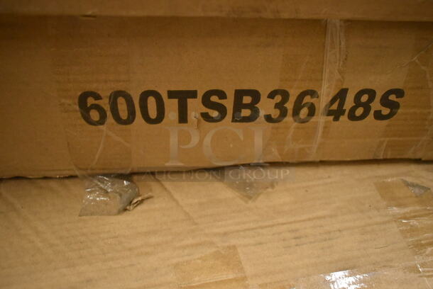 BRAND NEW SCRATCH AND DENT! Regency 600TSB3648S 36" x 48" 16 Gauge Stainless Steel Commercial Work Table with 4" Backsplash and Undershelf - Image 2 of 2