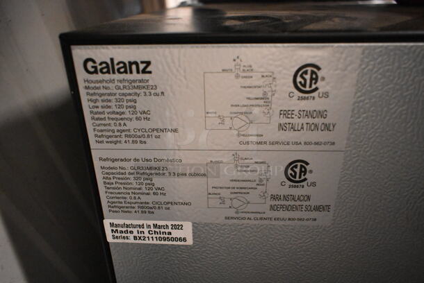 Galanz GLR33MBKE23 Metal Mini Cooler. 120 Volts, 1 Phase. Tested and Working! - Image 5 of 5
