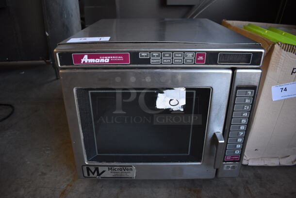Amana Stainless Steel Commercial Countertop Microwave Oven. 19.5x23.5x19
