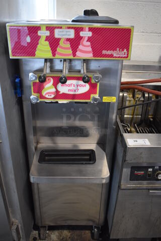 2015 Stoelting F231-18I2-ME1 Stainless Steel Commercial Water Cooled 2 Flavor w/ Twist Soft Serve Ice Cream Machine on Commercial Casters. 208-240 Volts, 1 Phase.