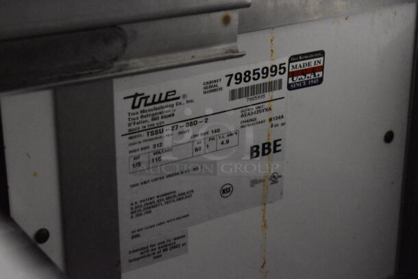 2014 True TSSU-27-08D-2 Stainless Steel Commercial Sandwich Salad Prep Table Bain Marie Mega Top w/ 2 Drawers on Commercial Casters. 115 Volts, 1 Phase. 27.5x30x43. Tested and Working! - Image 6 of 7