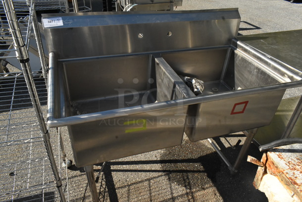 Stainless Steel Commercial 2 Bay Sink. Bays 23x23x12