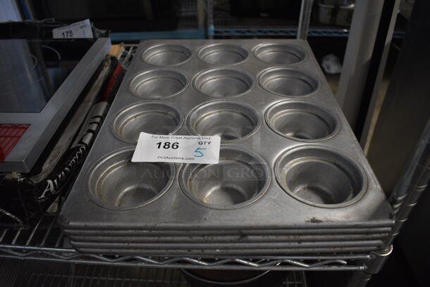 5 Metal 12 Cup Muffin Baking Pans. 13x18x2. 5 Times Your Bid!