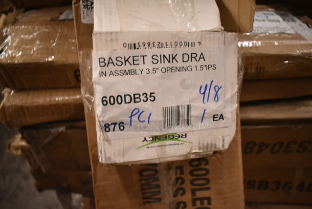ALL ONE MONEY! Lot of 3 BRAND NEW Items Including 600DB35 Regency 3 1/2" Basket Drain with Strainer - 1 1/2" IPS, 600LEGSS14 Regency 18 1/2" Stainless Steel Leg for Sinks and 600LEGALV451 Galvanized Steel Leg for Equipment Stands and Mixer Tables - 5" Casters Required - Image 3 of 6