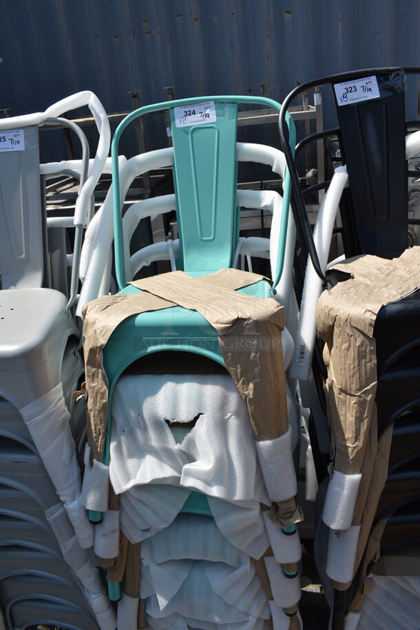 8 BRAND NEW SCRATCH AND DENT! Lancaster Table & Seating 164CMCAFESFMAlloy Series Aquamarine Outdoor Cafe Chair. 8 Times Your Bid! - Image 3 of 5