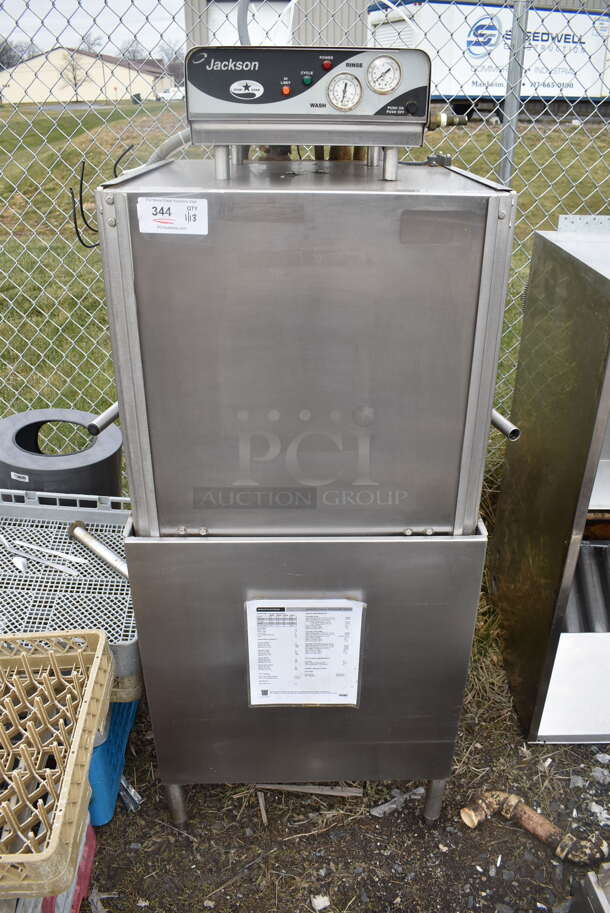 Jackson Stainless Steel Commercial Straight Pass Through Dishwasher. Goes GREAT w/ Lots 354 and 355! 208-240 Volts. 32x30x65